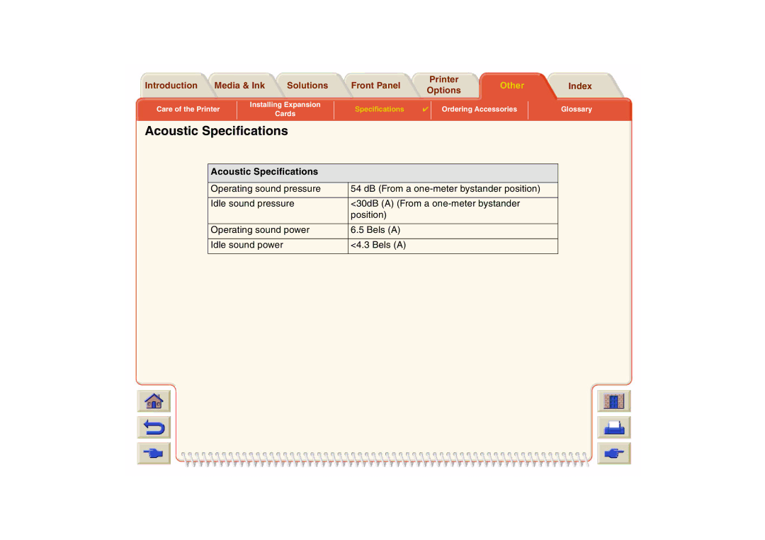 HP 800 manual Acoustic Specifications 