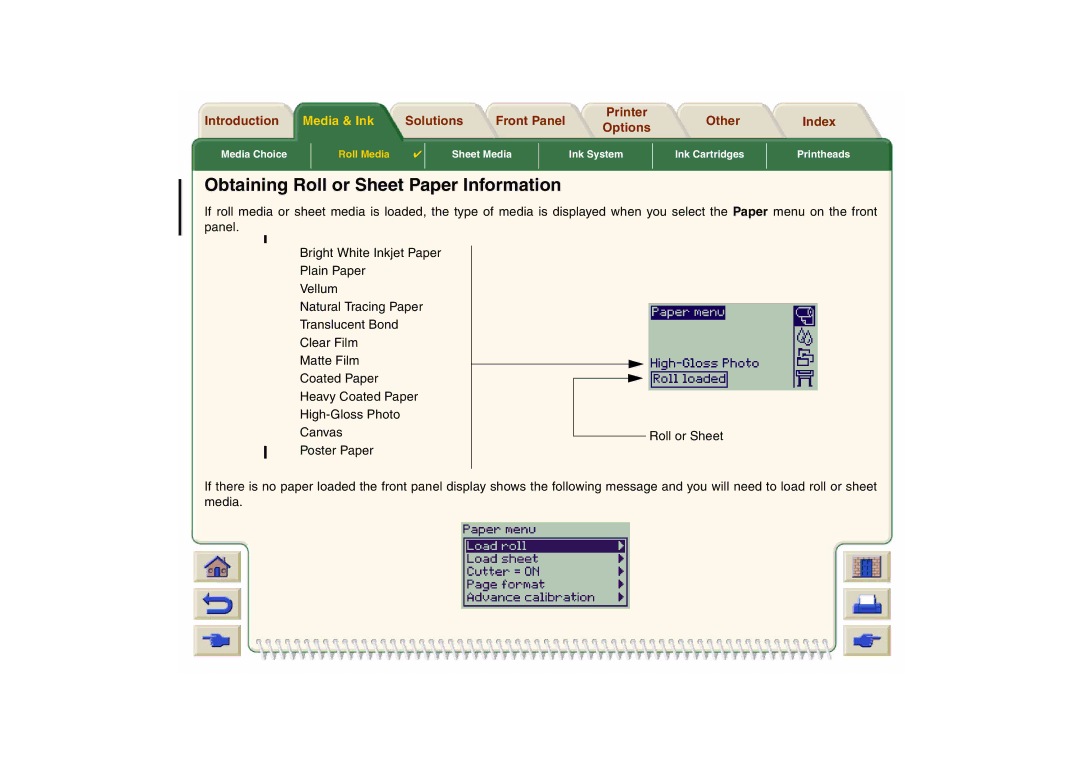 HP 800 manual Obtaining Roll or Sheet Paper Information 