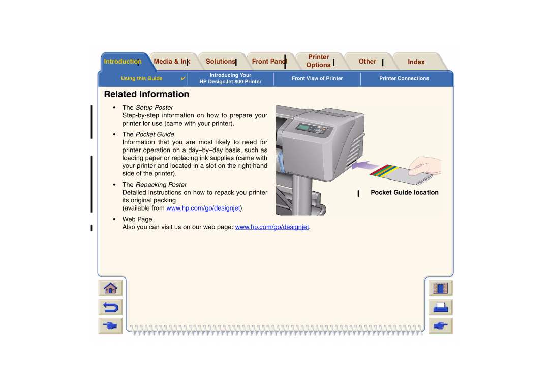 HP 800 manual Related Information, Pocket Guide 