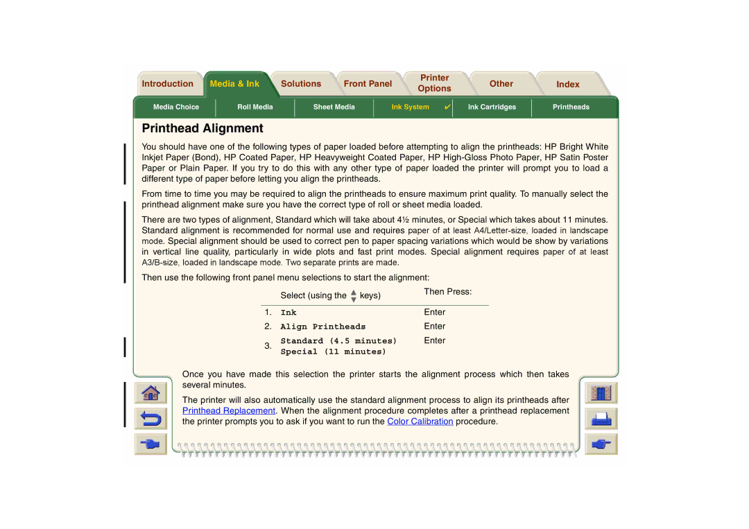 HP 800 manual Printhead Alignment, Special 11 minutes 