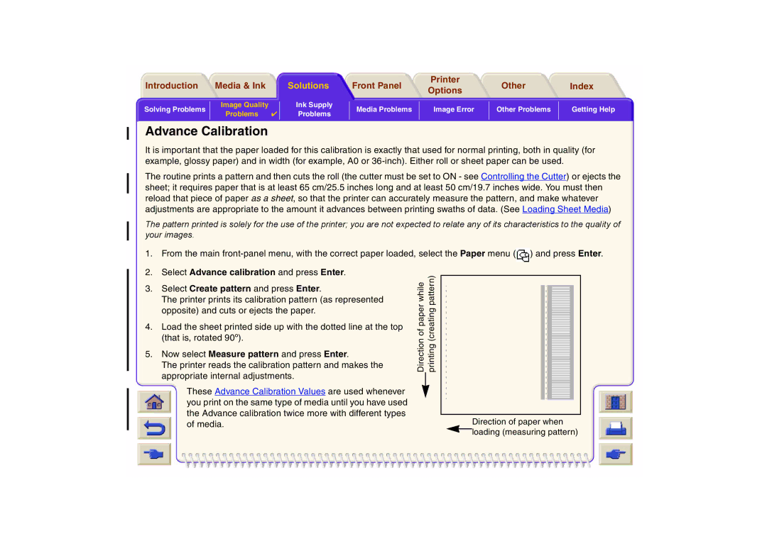 HP 800 manual Advance Calibration, Select Create pattern and press Enter 