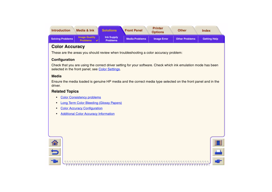 HP 800 manual Color Accuracy, Configuration, Media 