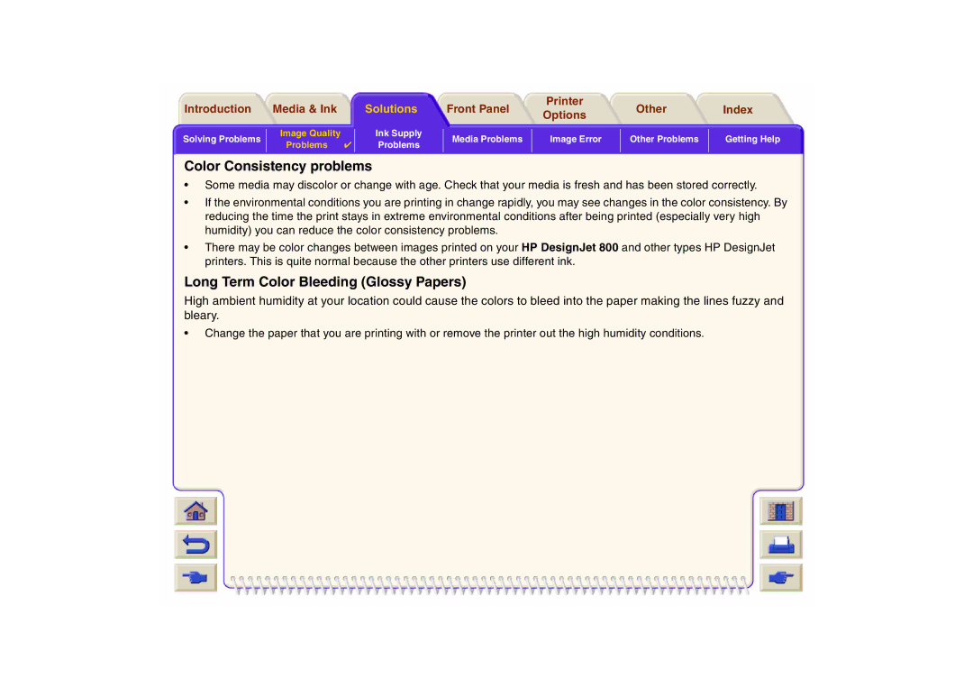 HP 800 manual Color Consistency problems, Long Term Color Bleeding Glossy Papers 