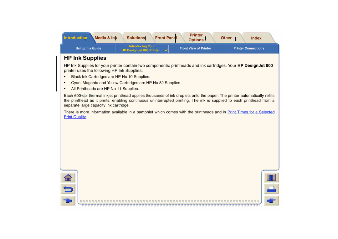 HP 800 manual HP Ink Supplies 