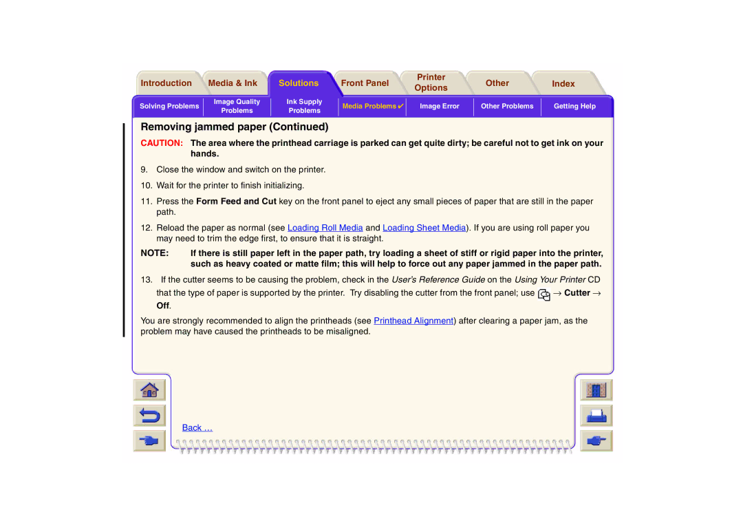 HP 800 manual Removing jammed paper 