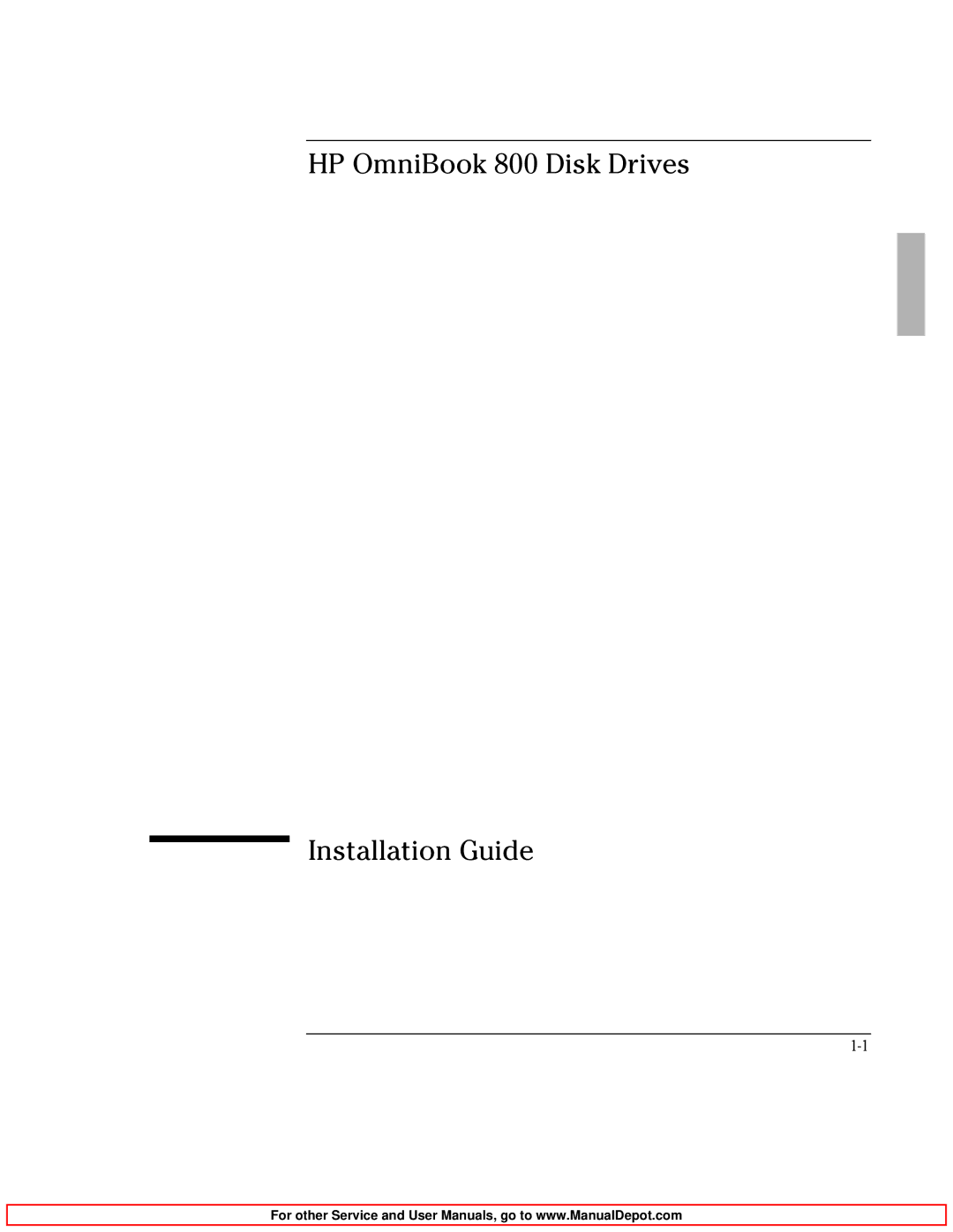 HP manual HP OmniBook 800 Disk Drives Installation Guide 