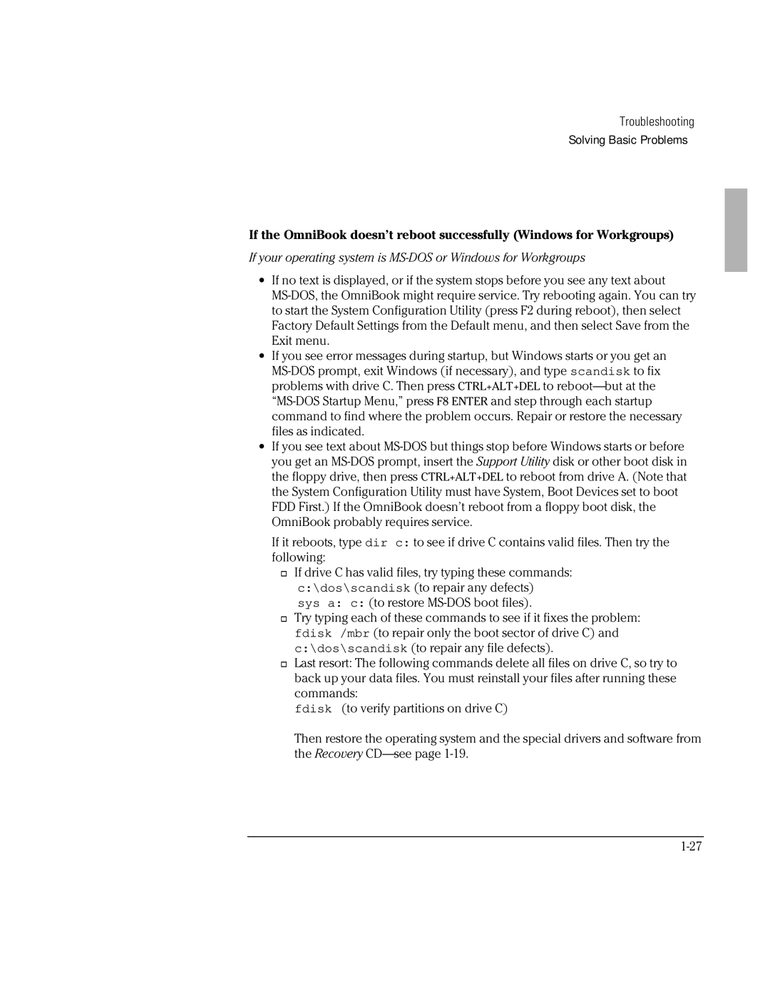 HP 800 manual If your operating system is MS-DOS or Windows for Workgroups 