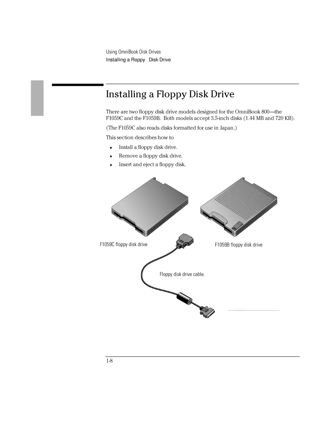 HP 800 manual Installing a Floppy Disk Drive 