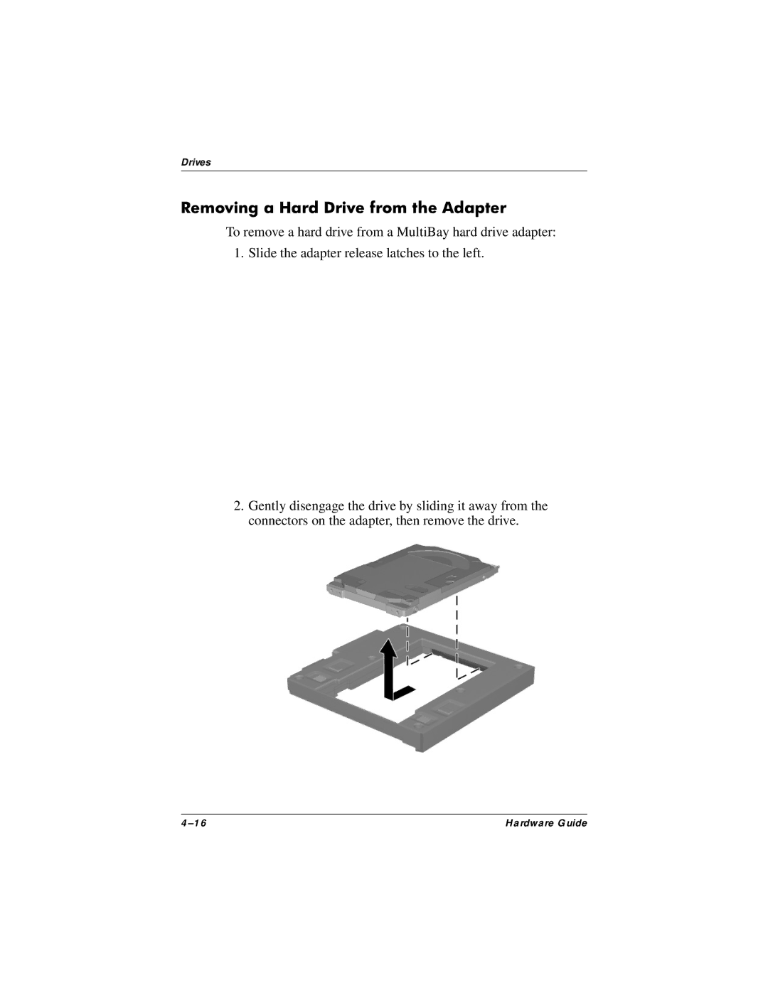 HP 8000 Mobile manual Removing a Hard Drive from the Adapter 