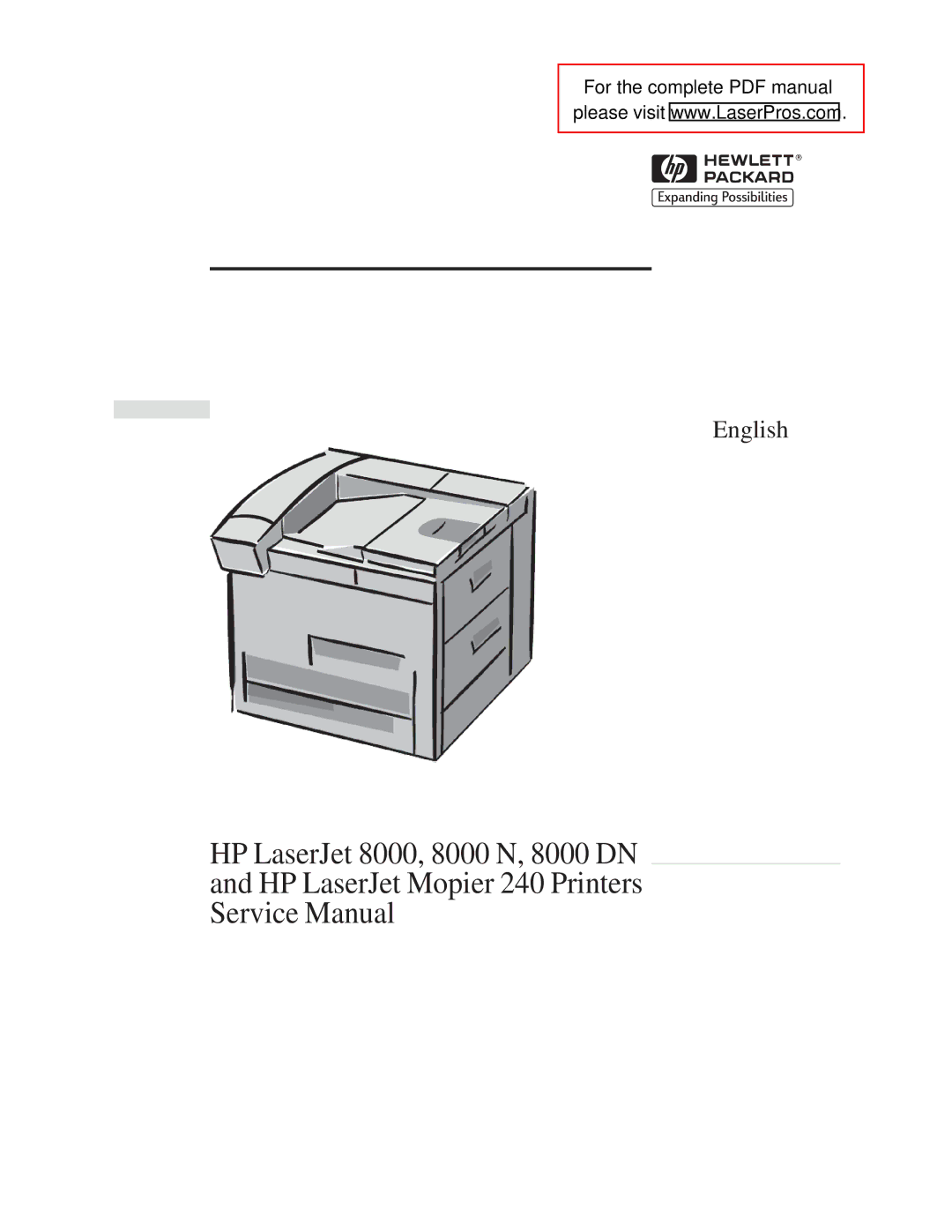 HP 8000 DN, 8000 N, Mopier 240 manual English 