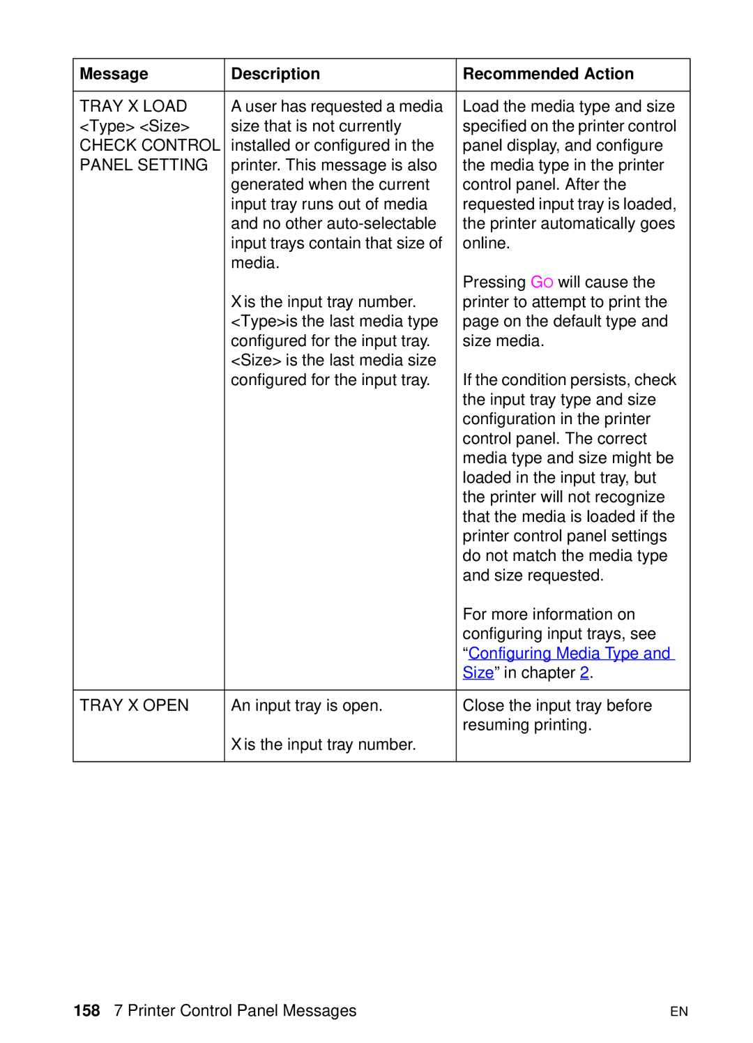 HP 8000 s manual Size that is not currently Specified on the printer control 