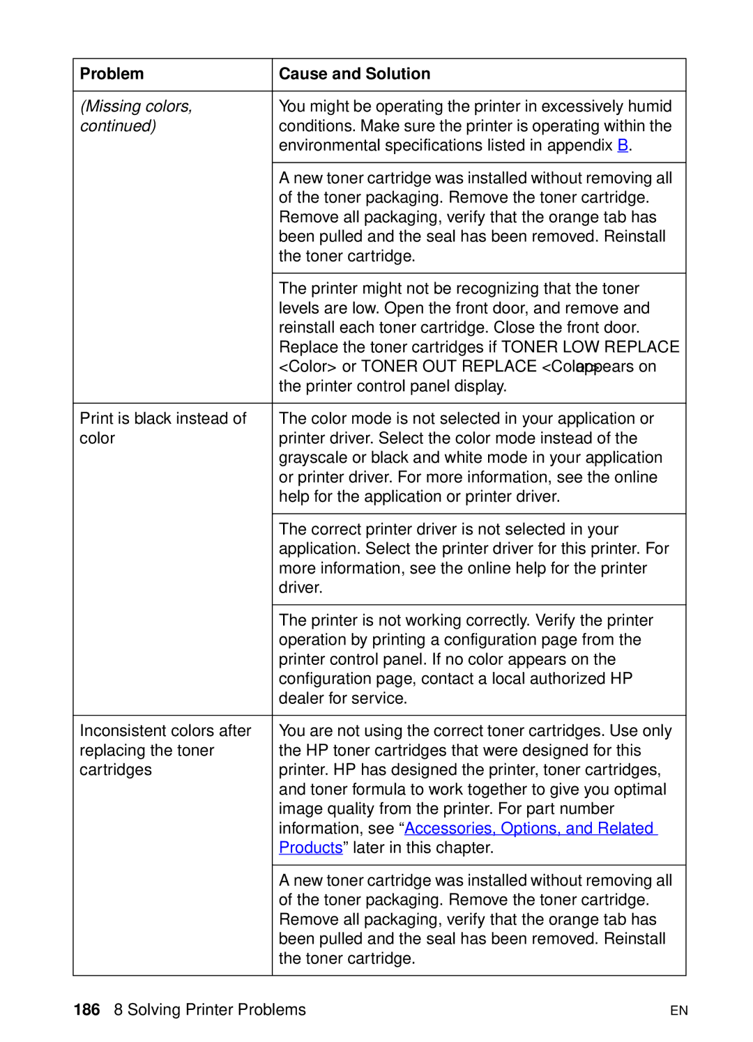 HP 8000 s manual Information, see Accessories, Options, and Related 