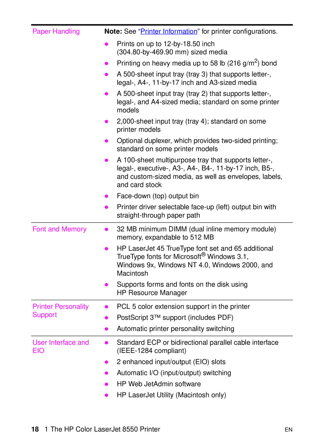 HP 8000 s manual Eio 