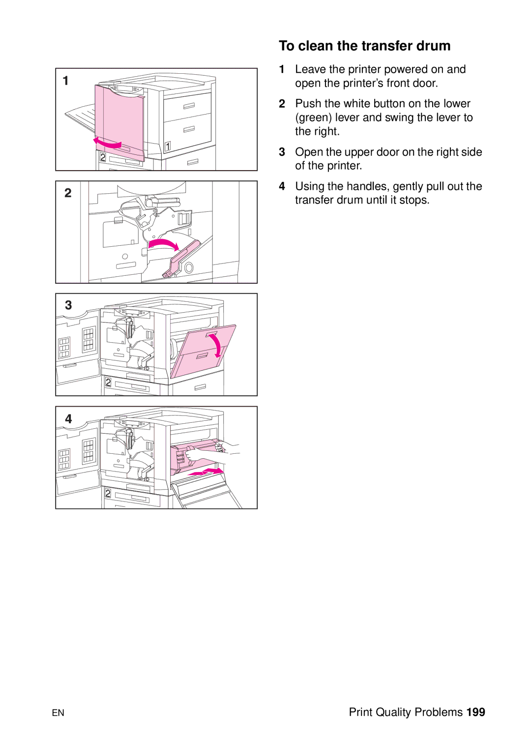 HP 8000 s manual To clean the transfer drum 