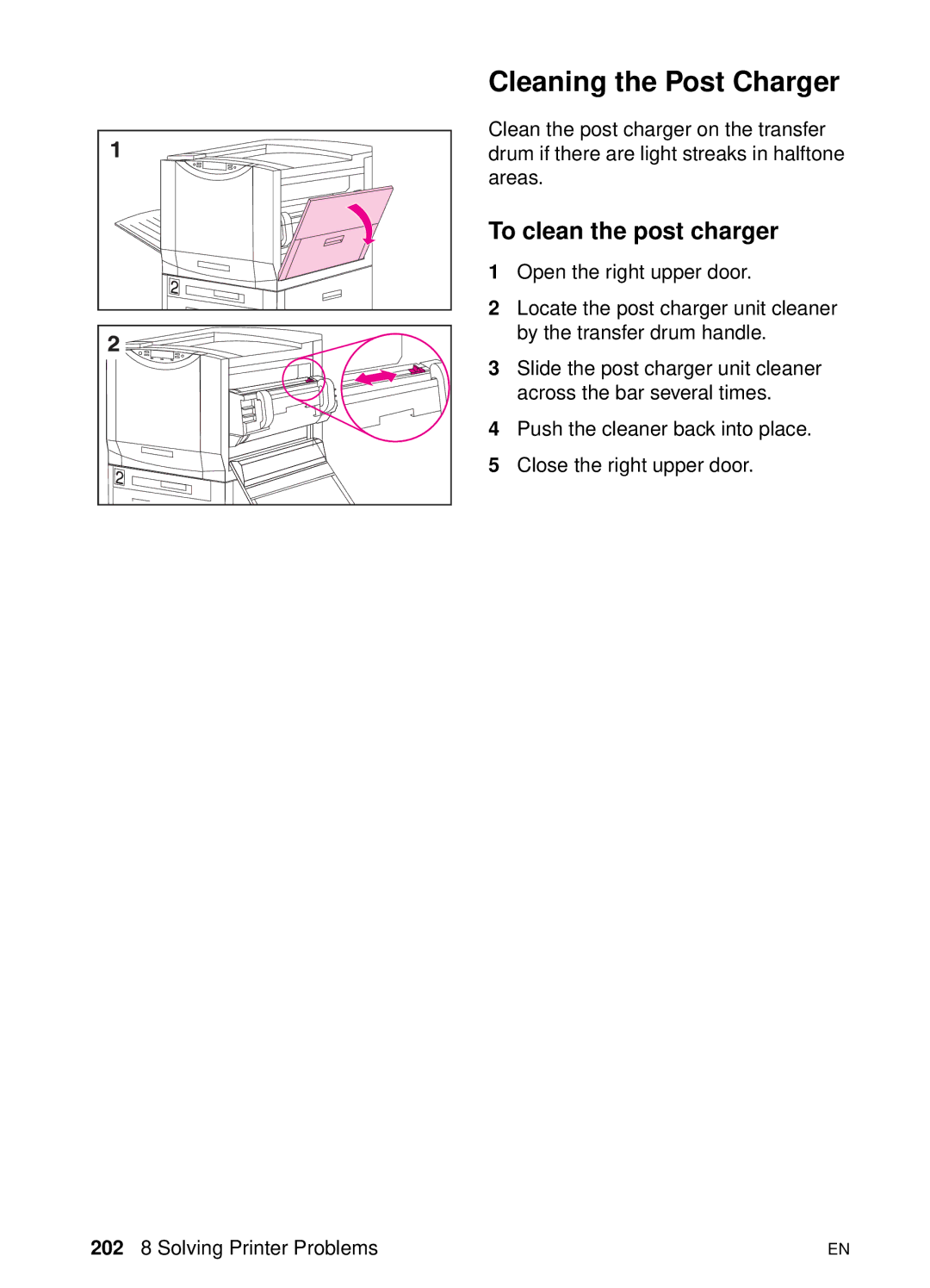 HP 8000 s manual Cleaning the Post Charger, To clean the post charger 