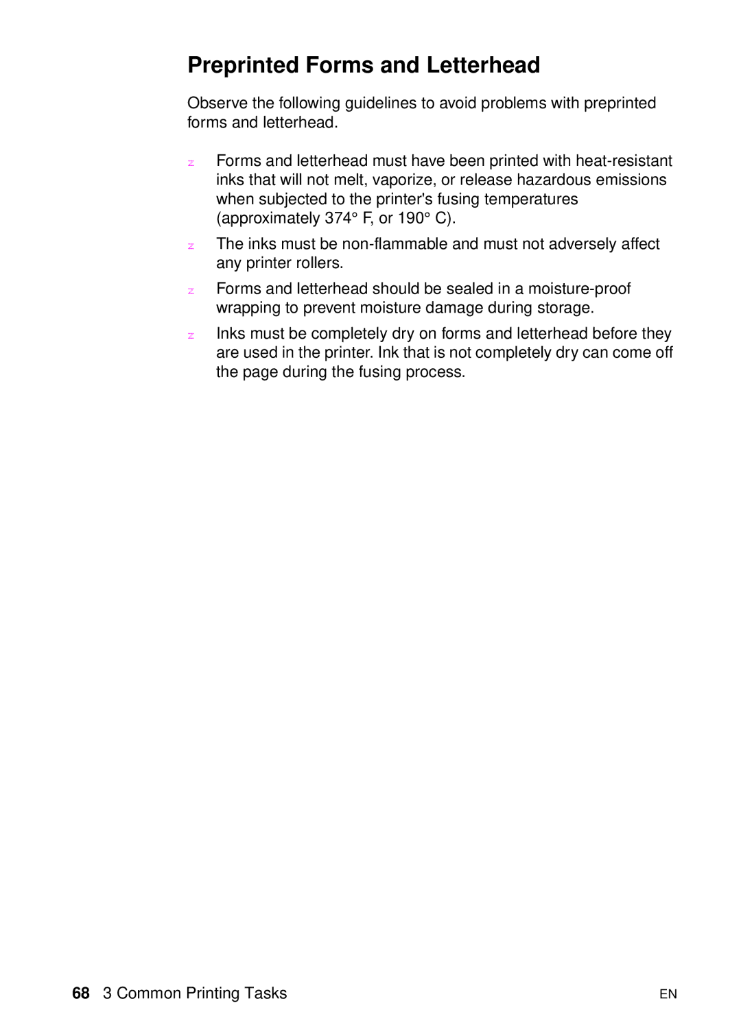 HP 8000 s manual Preprinted Forms and Letterhead 