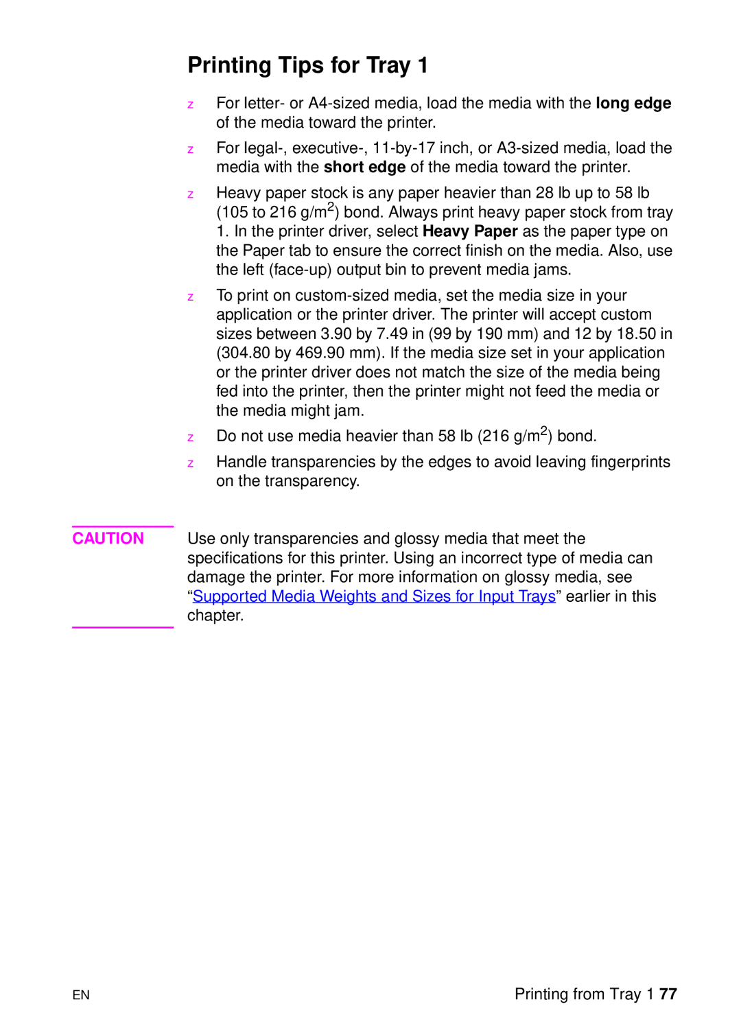 HP 8000 s manual Printing Tips for Tray 