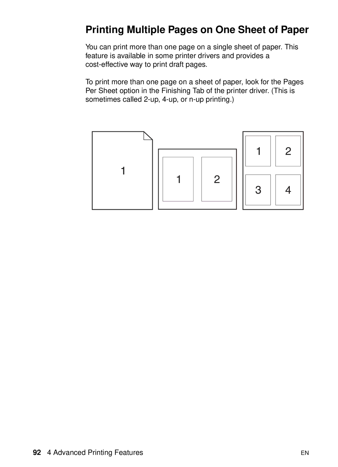 HP 8000 s manual Printing Multiple Pages on One Sheet of Paper 