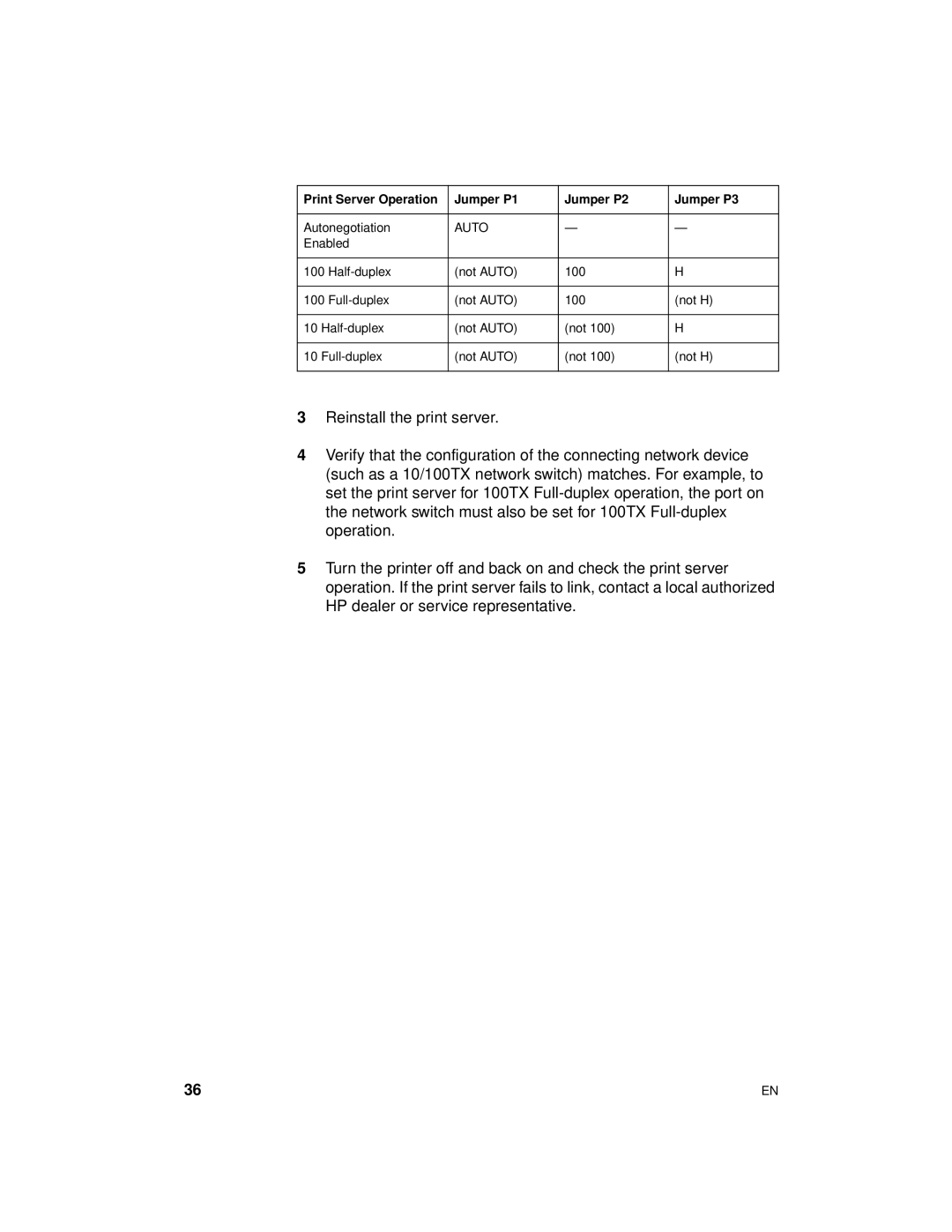 HP 8000 s manual Print Server Operation Jumper P1 Jumper P2 Jumper P3 