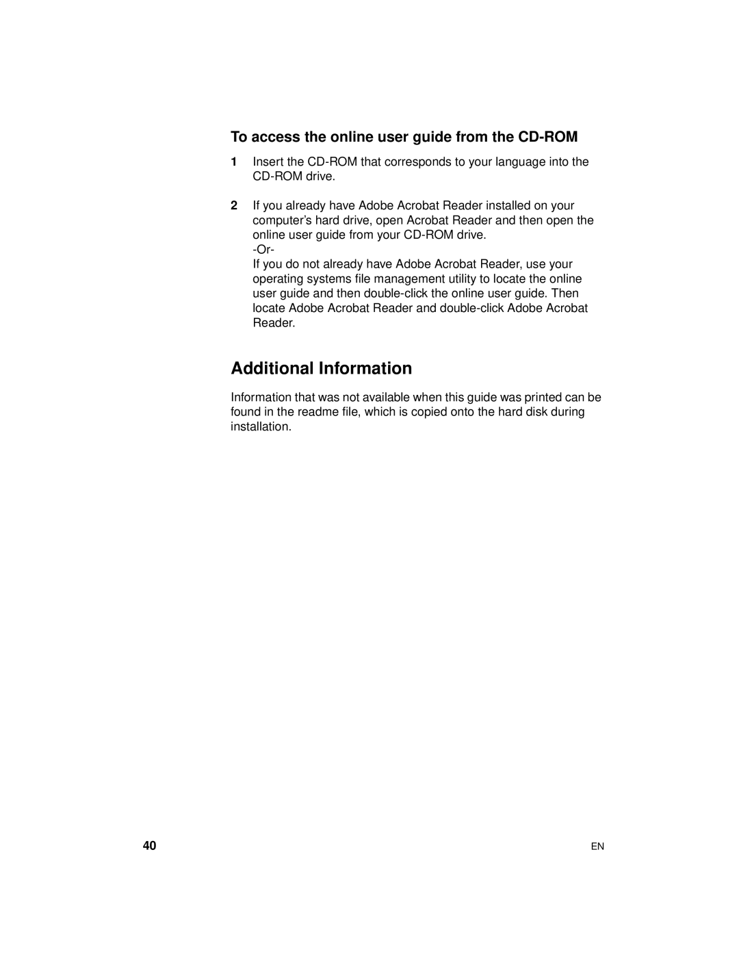 HP 8000 s manual Additional Information, To access the online user guide from the CD-ROM 