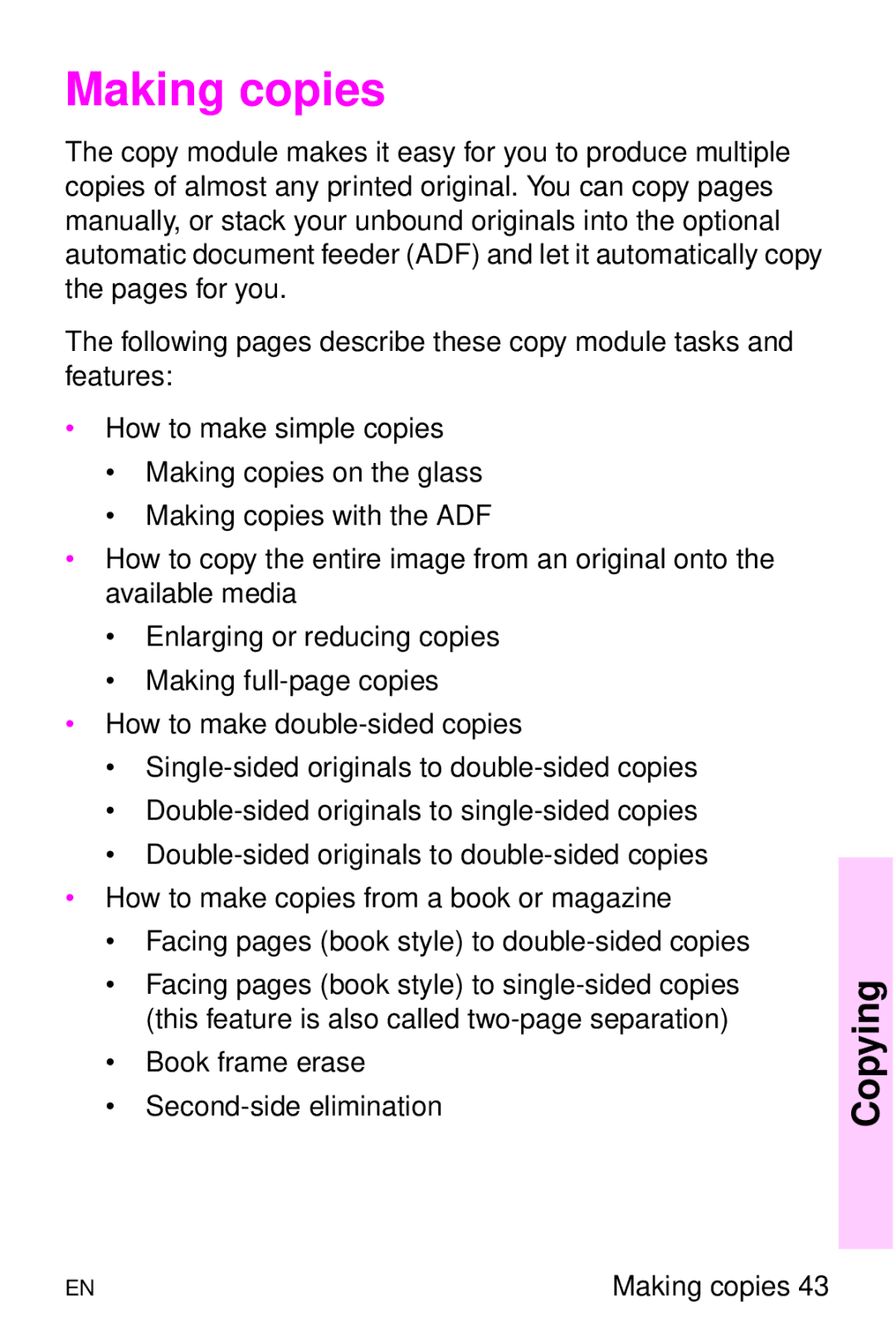 HP 8000 s manual Making copies 