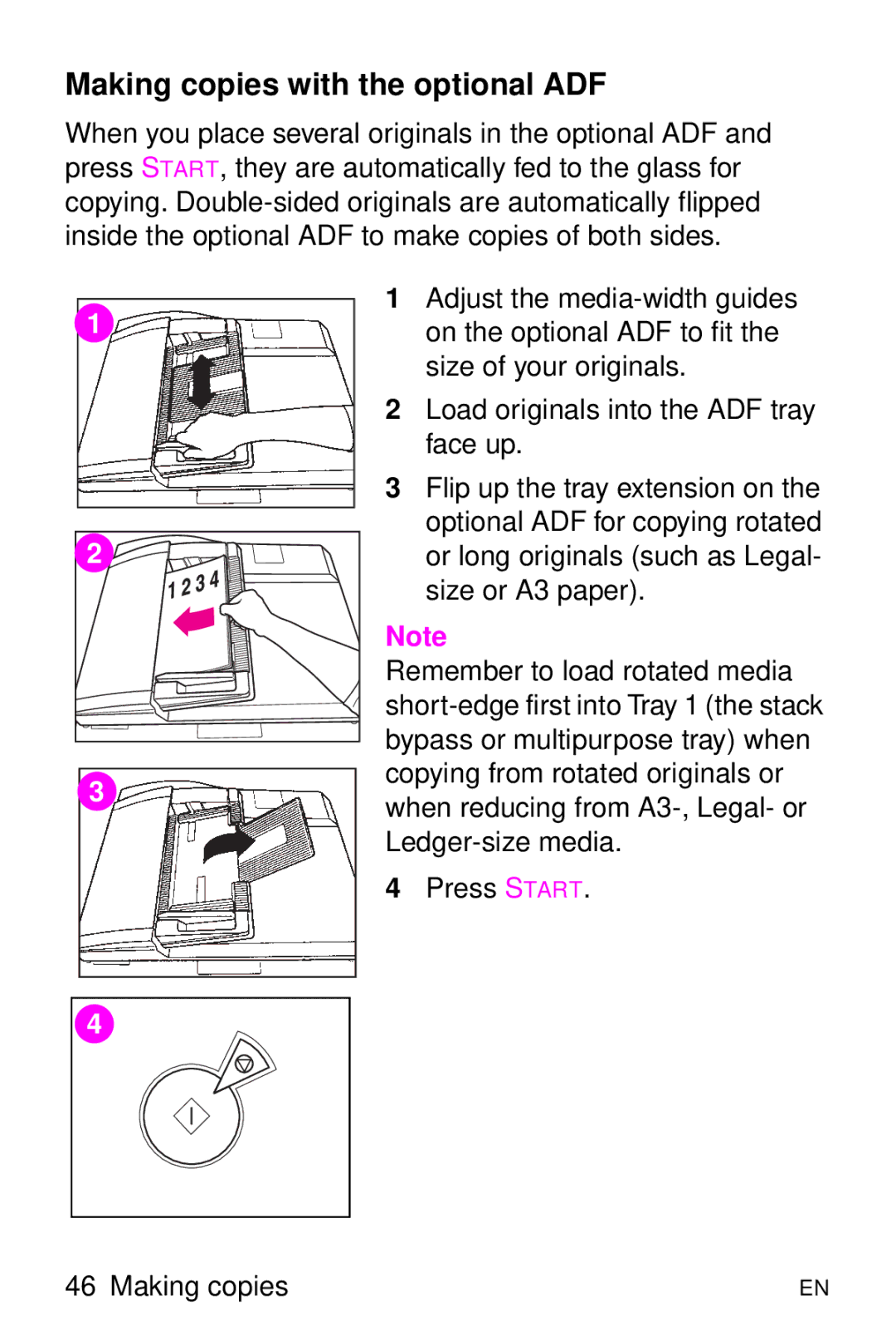 HP 8000 s manual Making copies with the optional ADF 