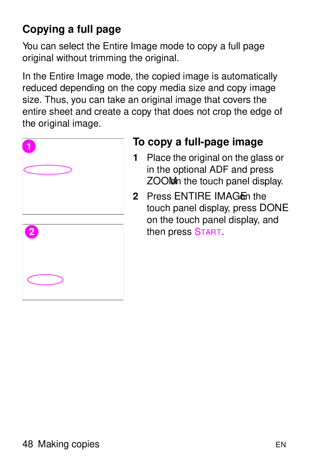 HP 8000 s manual Copying a full, To copy a full-page image 