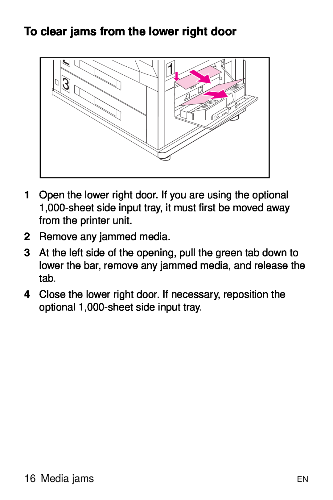 HP 8000 s manual To clear jams from the lower right door 