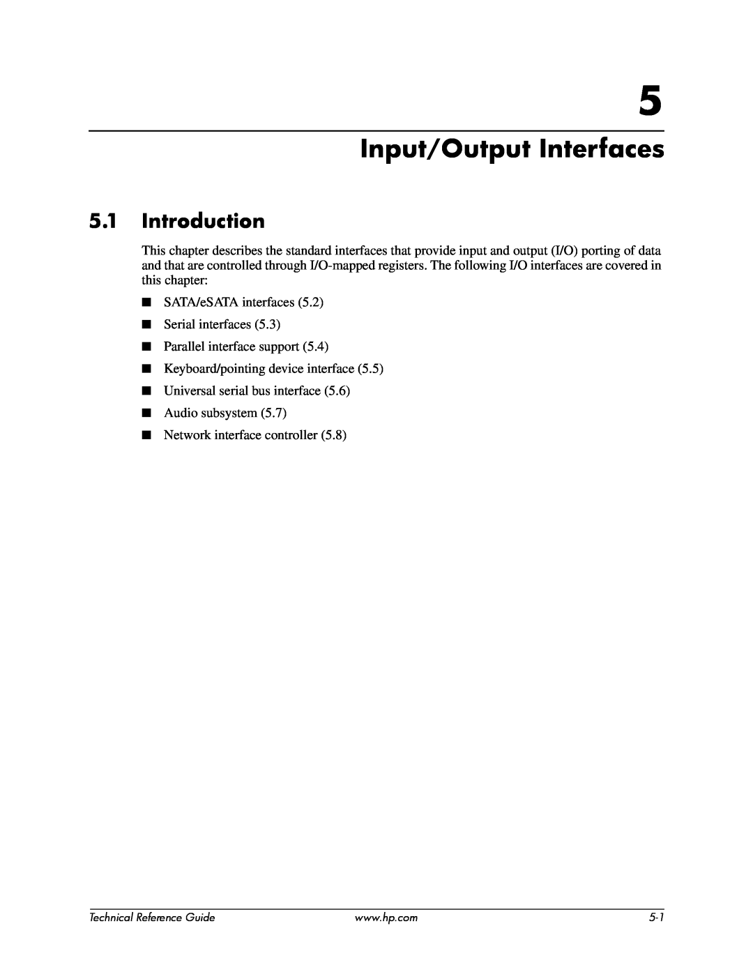 HP 8000 tower manual Input/Output Interfaces, Introduction 