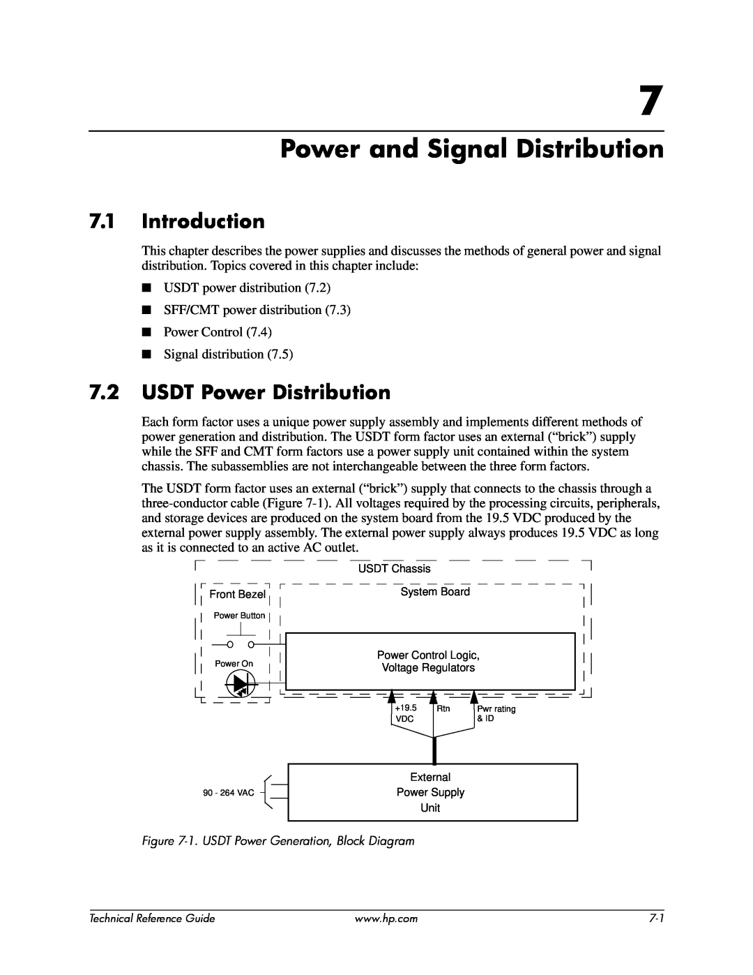 HP 8000 tower manual Power and Signal Distribution, Introduction, USDT Power Distribution 