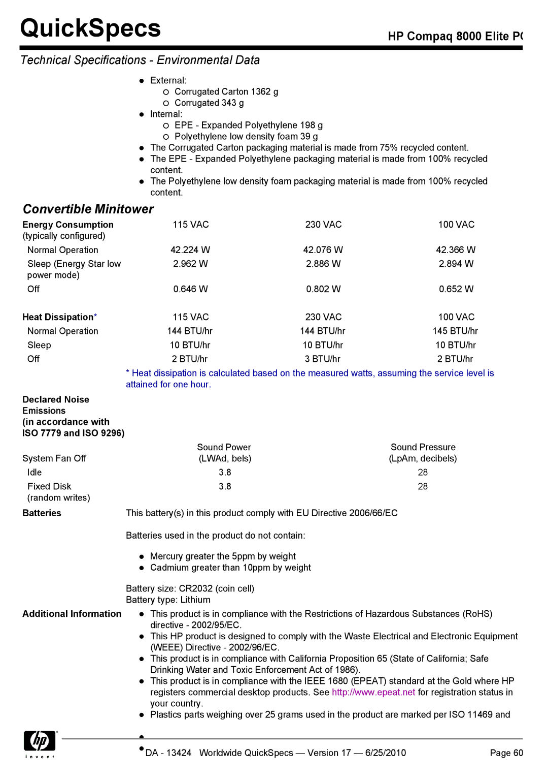 HP 8000 manual Convertible Minitower 