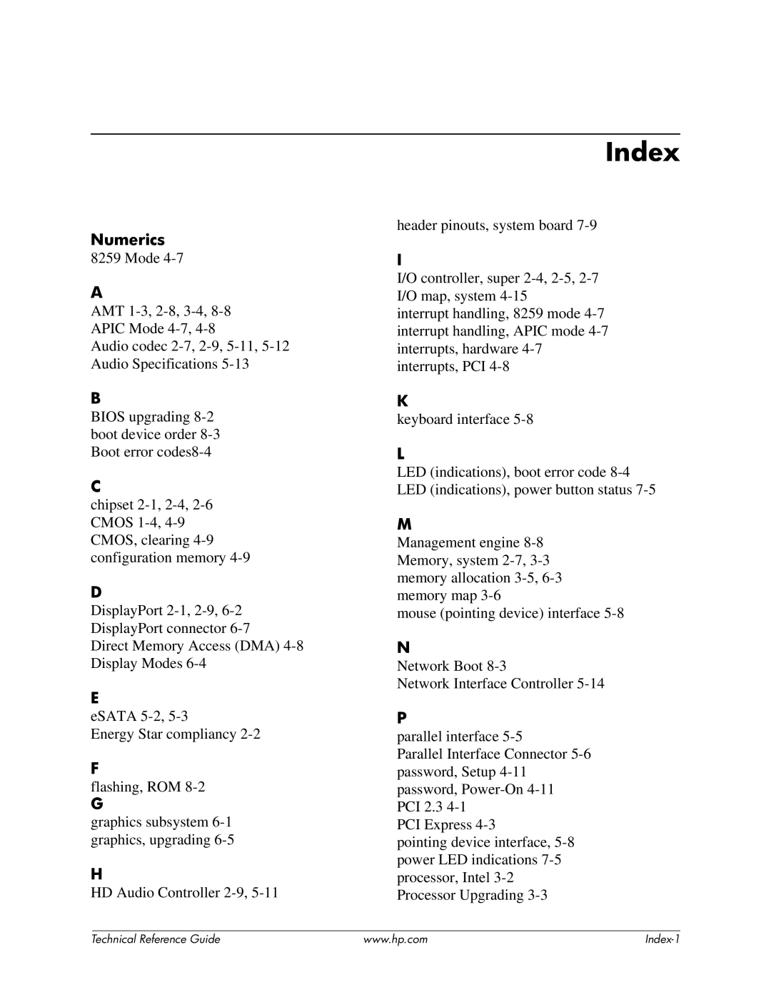 HP 8000 manual Index, Numerics 