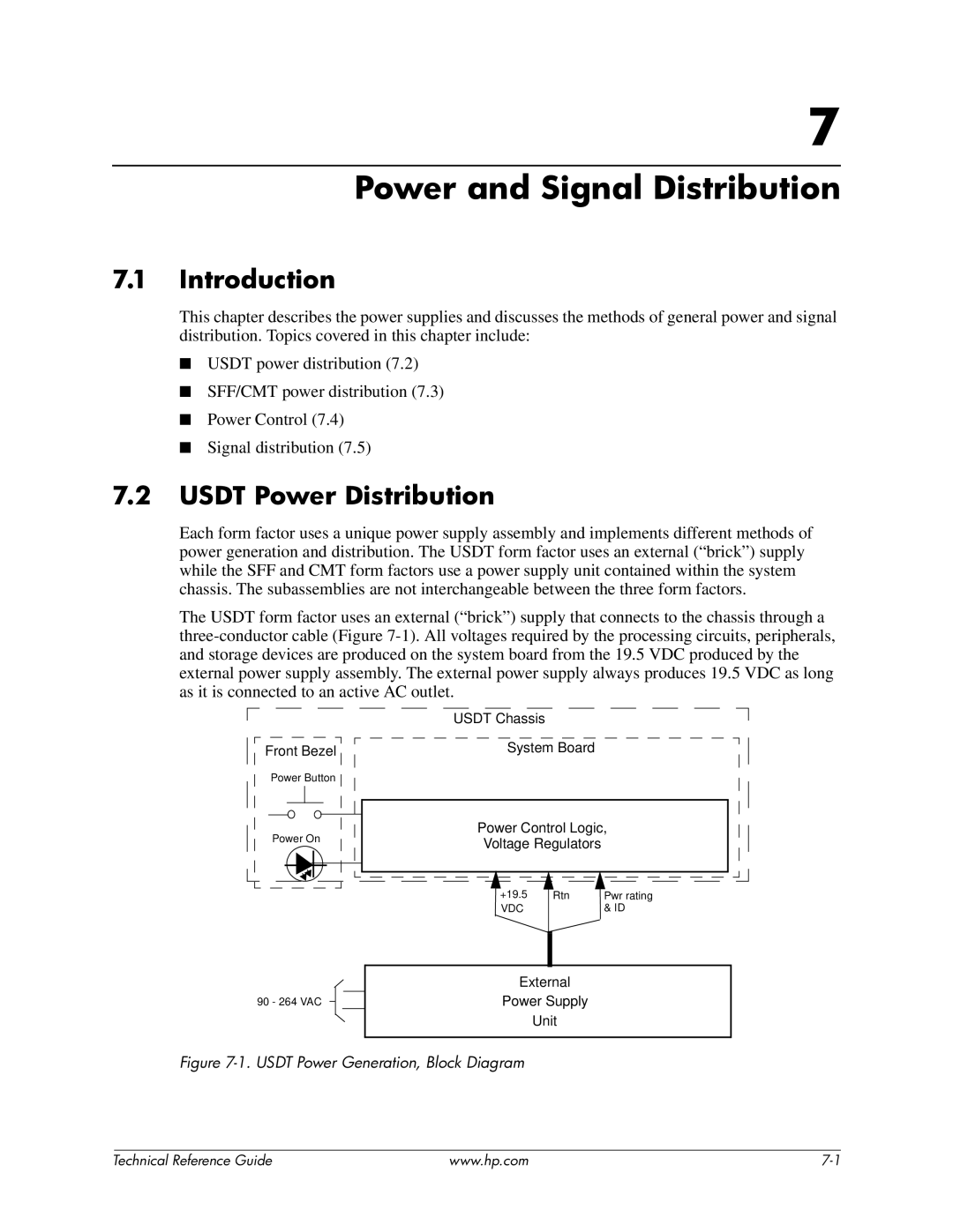 HP 8000 manual Power and Signal Distribution, Usdt Power Distribution 