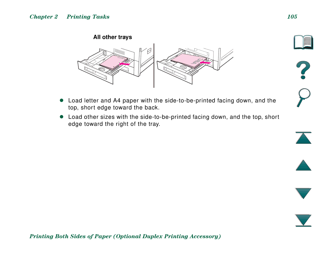 HP 8000N, 8000DN manual Printing Tasks 105, All other trays 