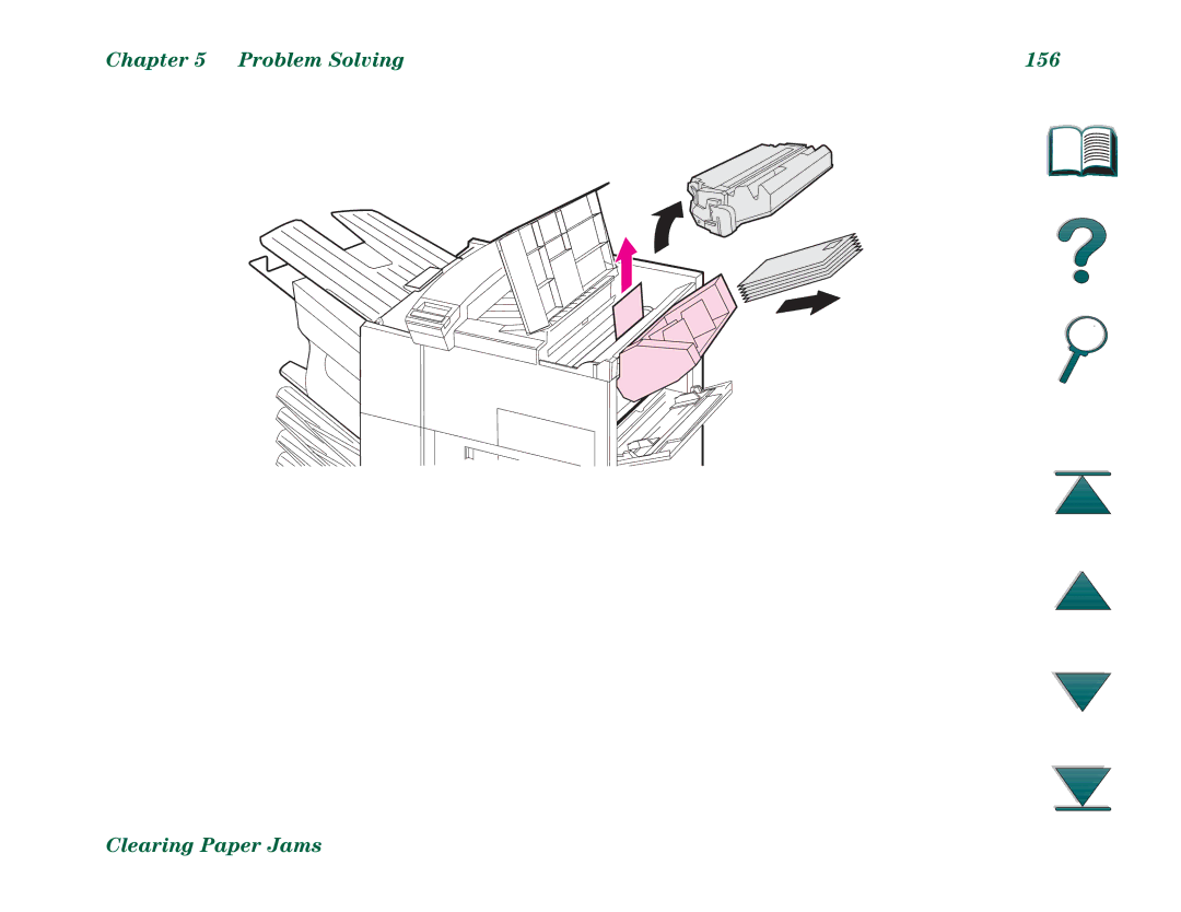 HP 8000DN, 8000N manual Problem Solving 156 Clearing Paper Jams 