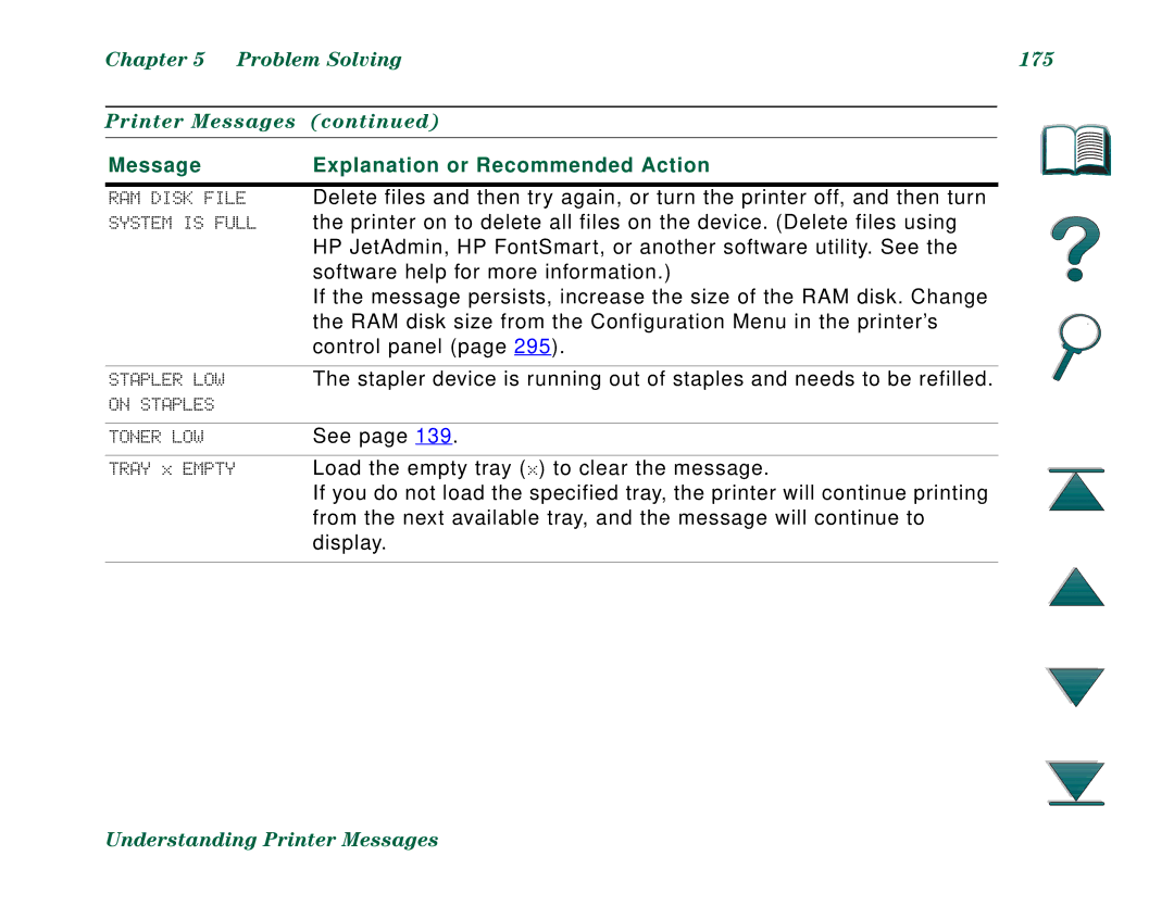 HP 8000N, 8000DN manual Problem Solving 175 Printer Messages 