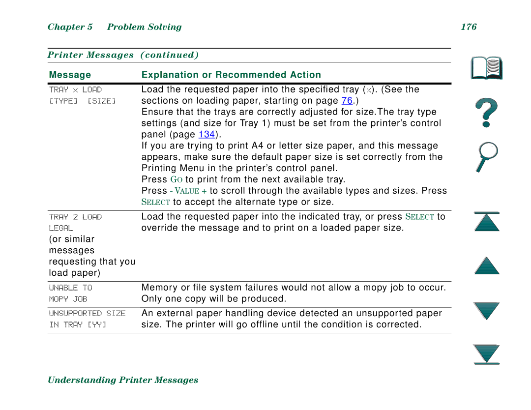 HP 8000DN, 8000N manual Problem Solving 176 Printer Messages 