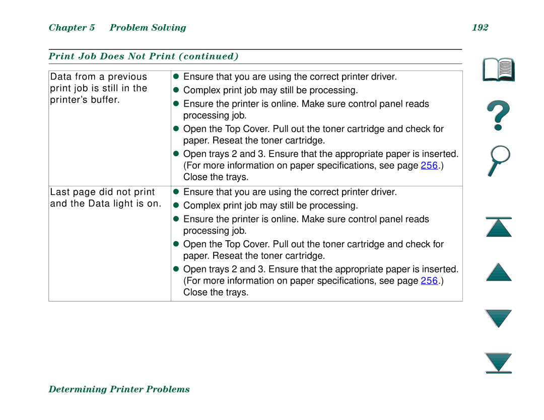 HP 8000DN, 8000N manual Problem Solving 192 Print Job Does Not Print 