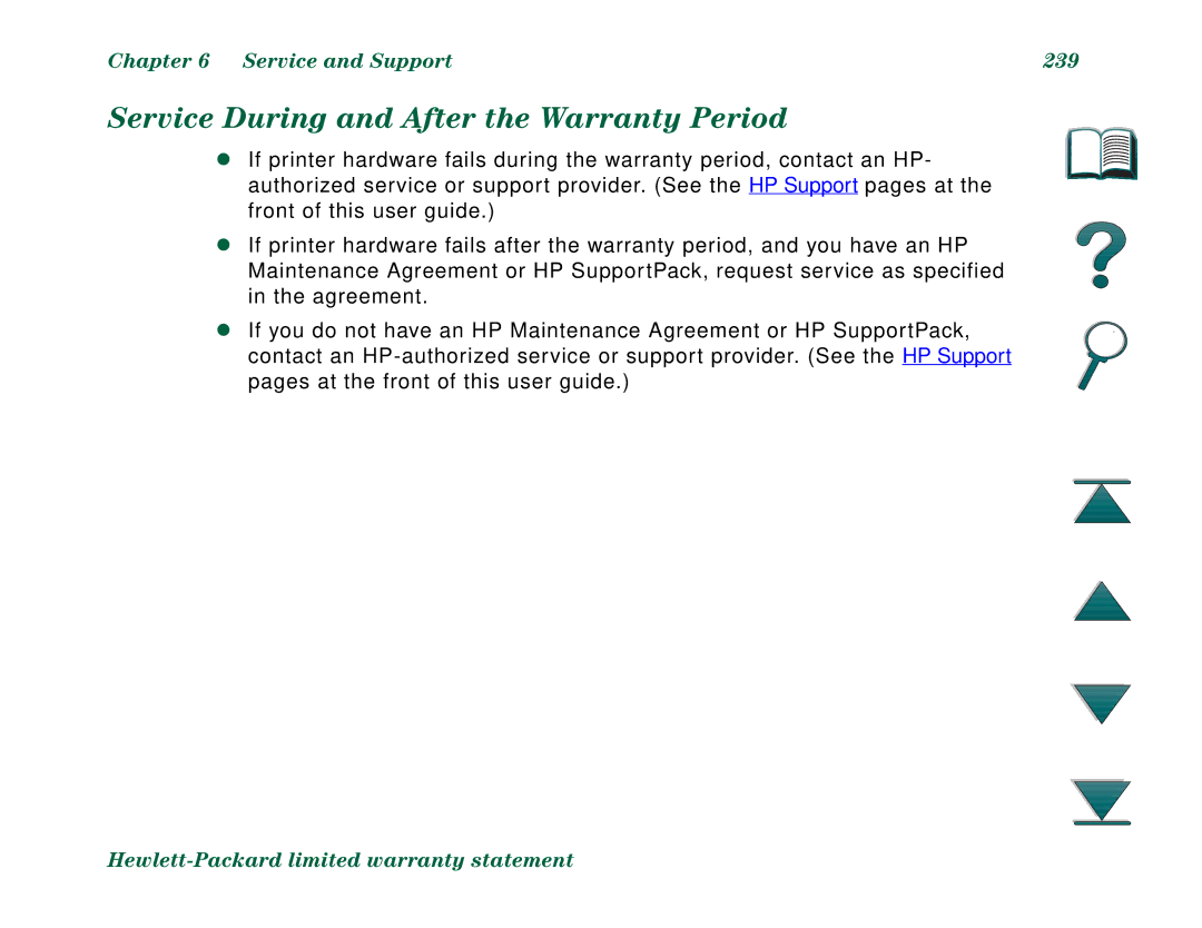 HP 8000N, 8000DN manual Service During and After the Warranty Period, Service and Support 239 