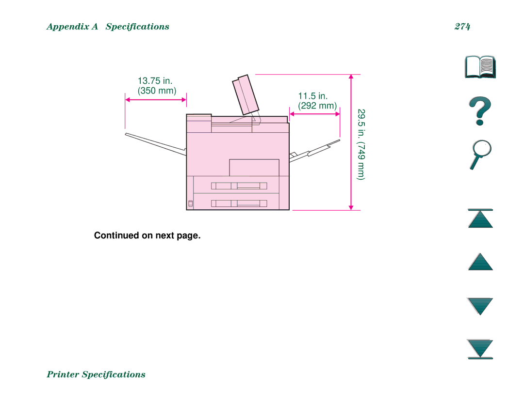 HP 8000DN, 8000N manual Appendix a Specifications 274 