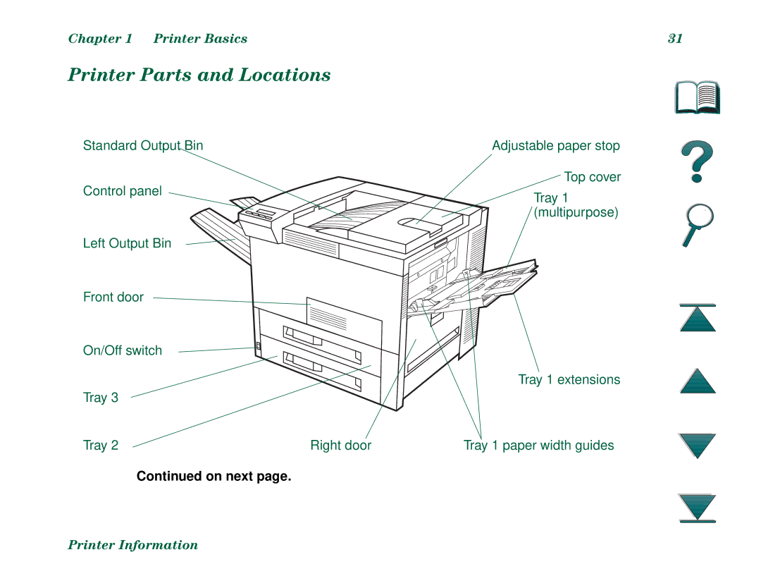 HP 8000N, 8000DN manual Printer Parts and Locations 