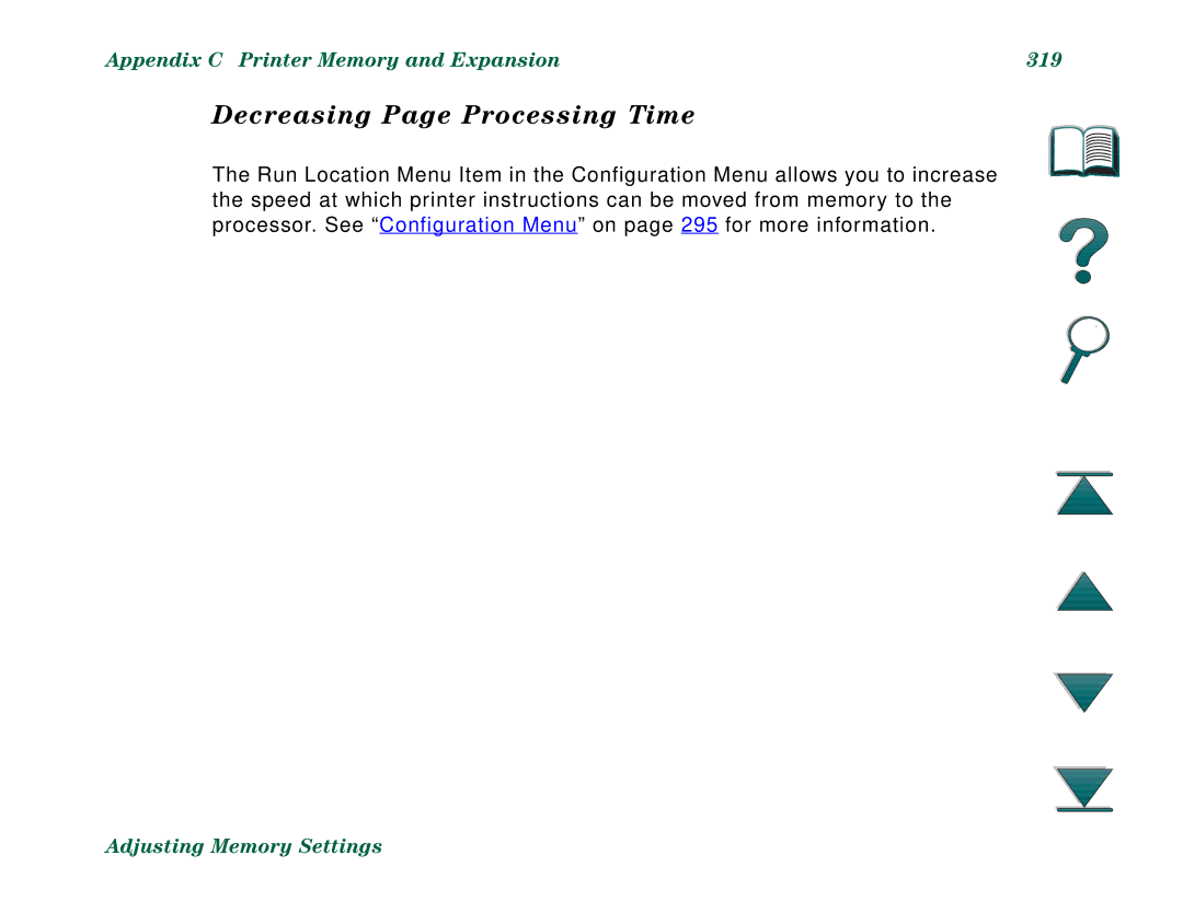 HP 8000N, 8000DN manual Decreasing Page Processing Time, Appendix C Printer Memory and Expansion 319 