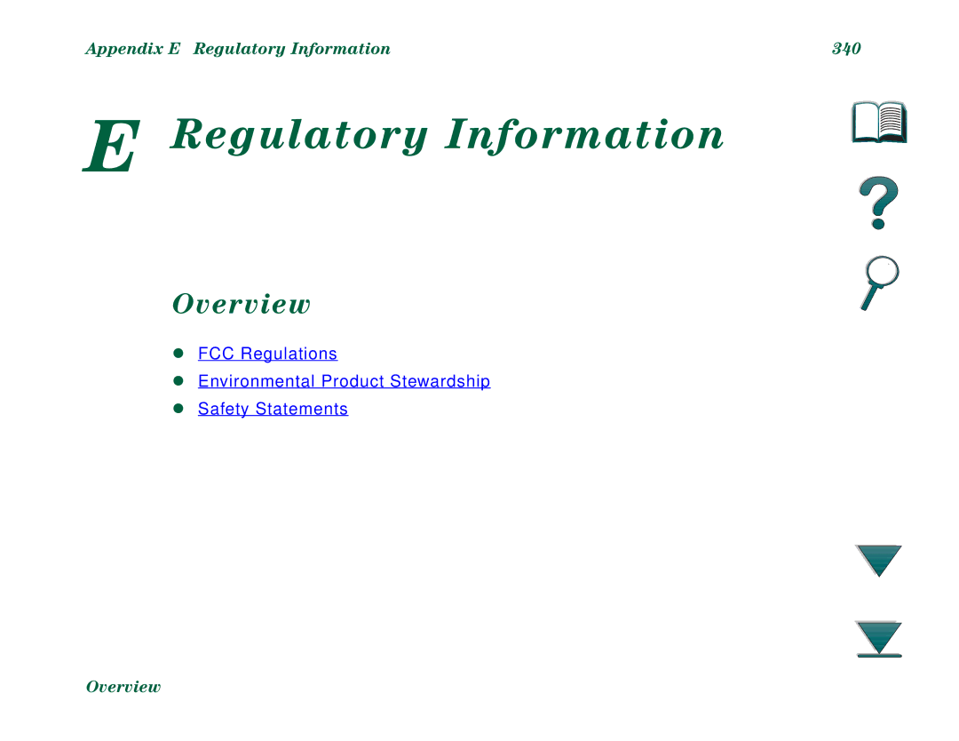 HP 8000DN, 8000N manual Appendix E Regulatory Information 340 