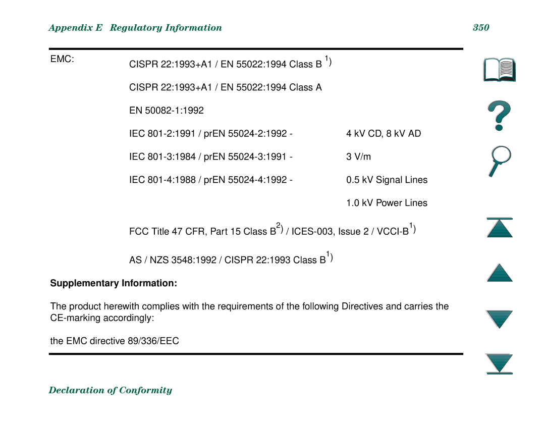 HP 8000DN, 8000N manual Appendix E Regulatory Information 350, Supplementary Information 