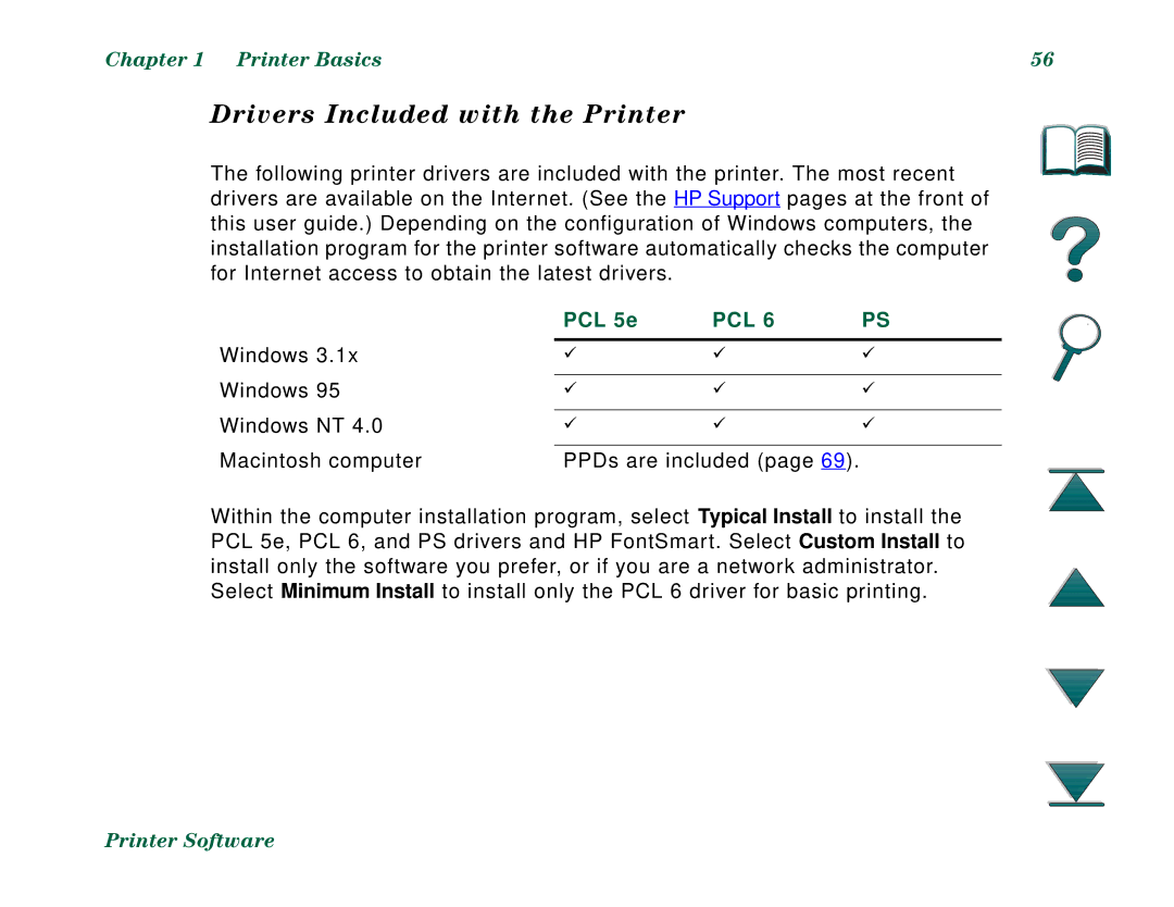 HP 8000DN, 8000N manual Drivers Included with the Printer, PCL 5e 