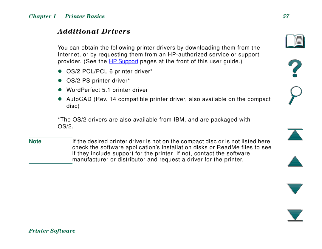 HP 8000N, 8000DN manual Additional Drivers, Chapter Printer Basics 