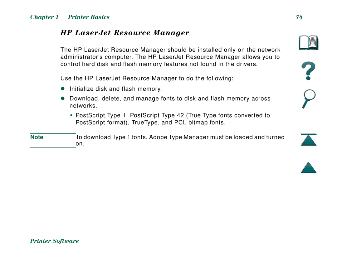 HP 8000DN, 8000N manual HP LaserJet Resource Manager, Chapter Printer Basics 