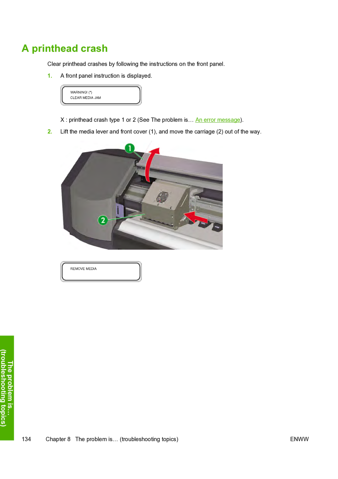 HP 8000s manual Printhead crash 