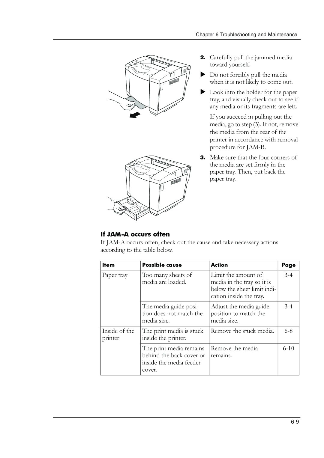 HP 8008N manual If JAM-A occurs often 