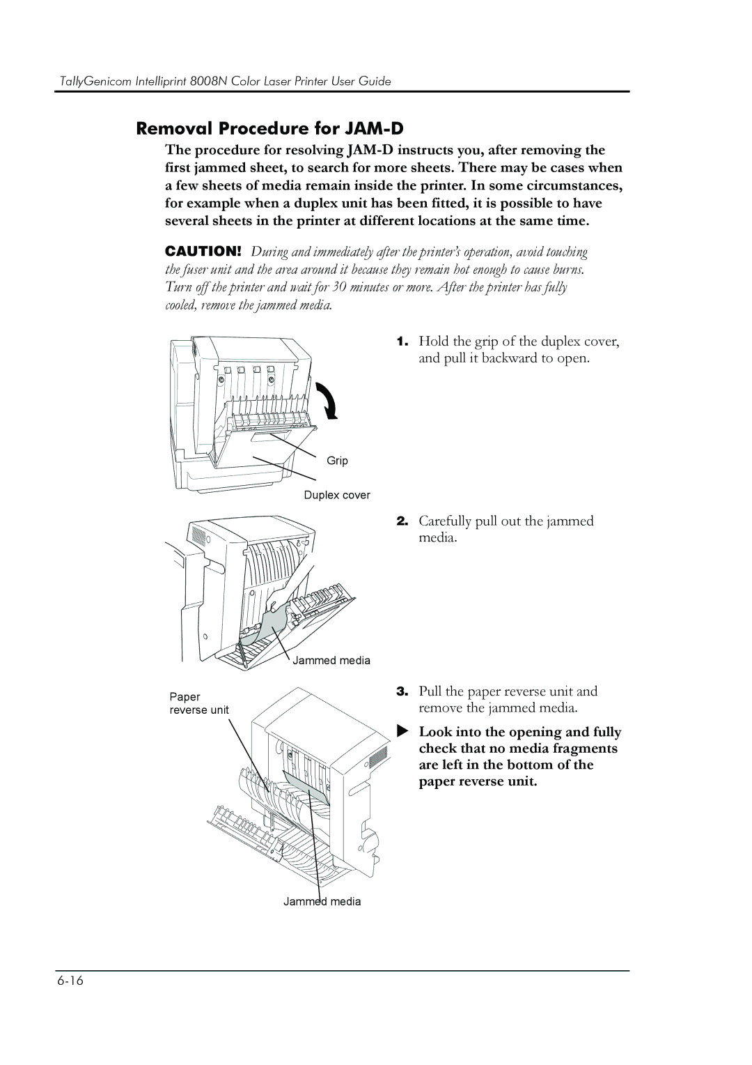 HP 8008N manual Removal Procedure for JAM-D 